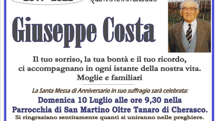 Anniversario Giuseppe Costa