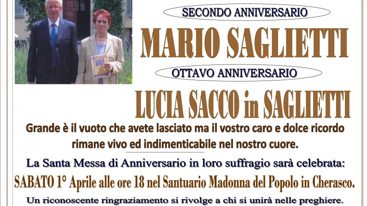 Anniversario coniugi Sacco / Saglietti