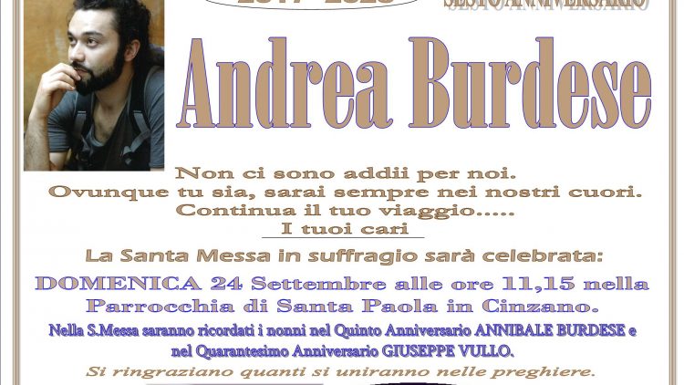 Anniversario Andrea Burdese