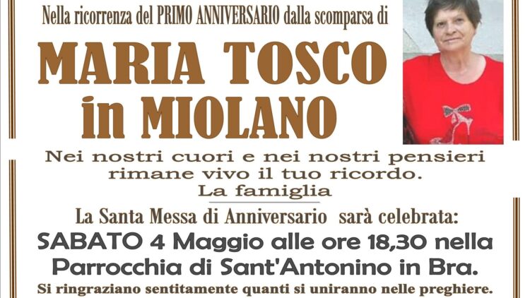 Anniversario Maria Tosco