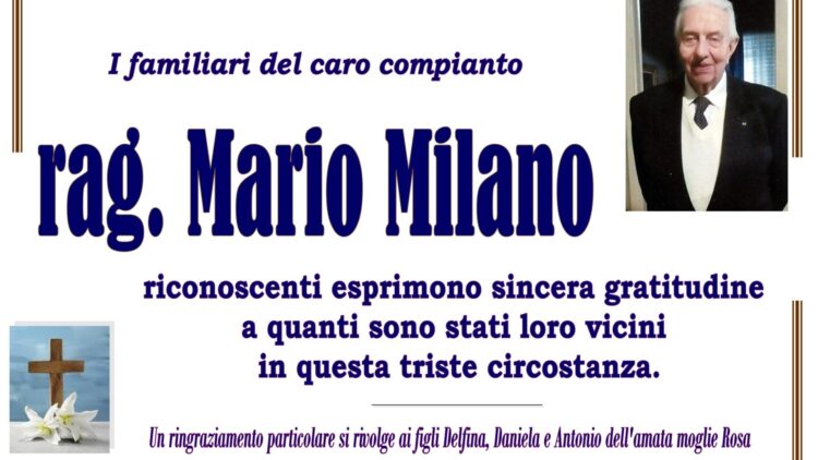 Ringraziamento Mario Milano