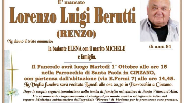 LUTTO LORENZO LUIGI BERUTTI