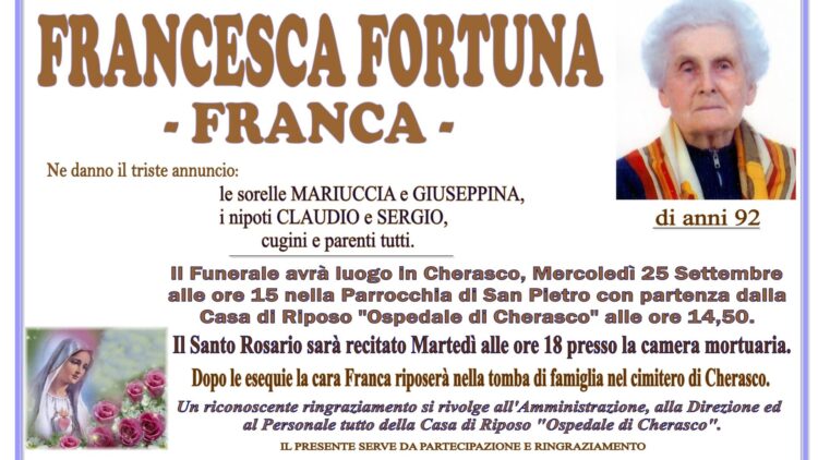 LUTTO FRANCESCA FORTUNA