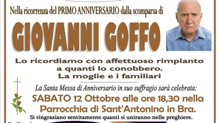 Anniversario Giovanni Goffo